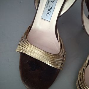 Jimmy Choo rich brown and gold chain sandals